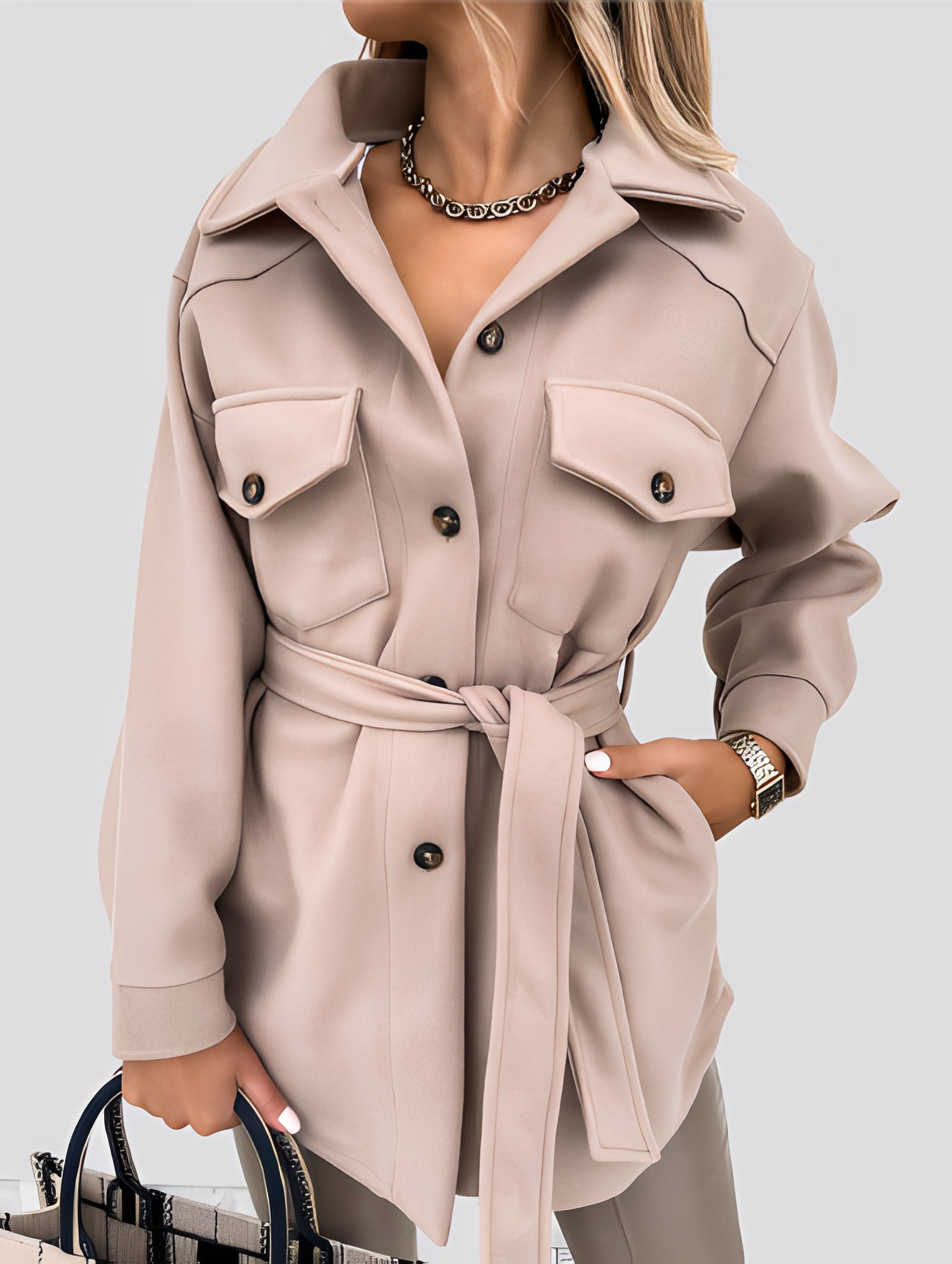 Tiffanie - Jachetă ușoară și modernă din lână cu guler rever pentru femei