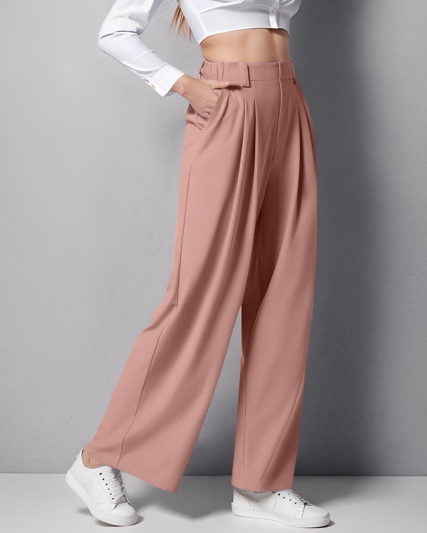 Montana - Pantaloni pentru femei din material elastic, cu croială dreaptă