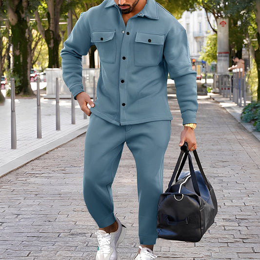 Kent - Set lejer Slim-Fit din cămașă și pantaloni pentru bărbați