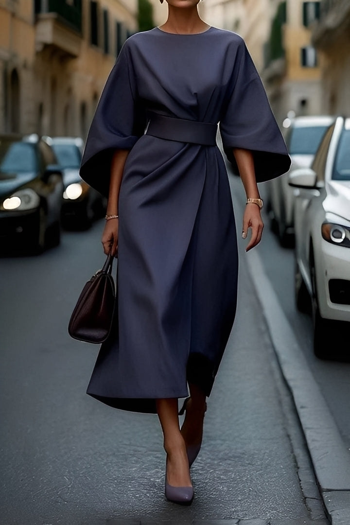 Nicole - Rochie midi elegantă cu mâneci în stil lampion pentru femei