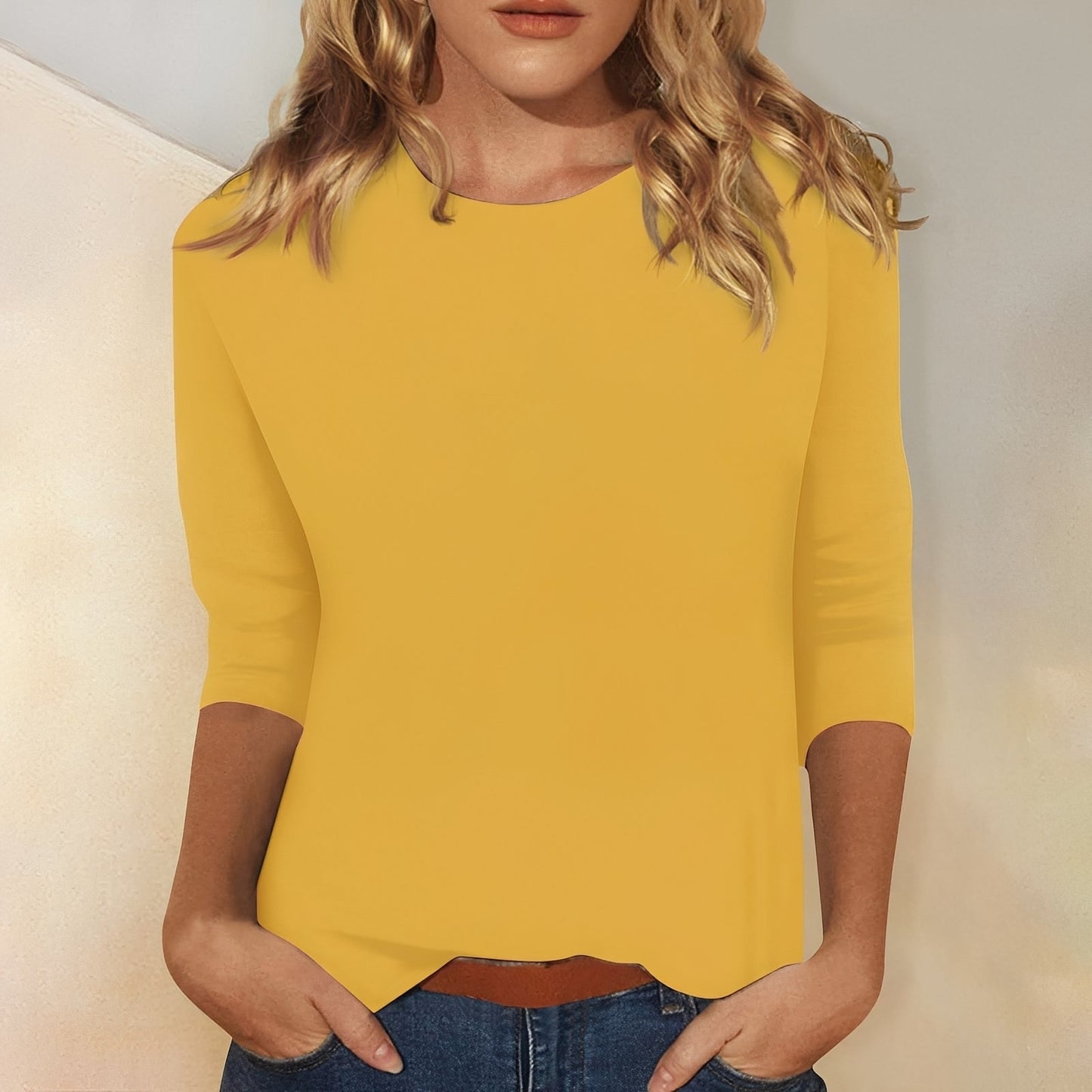 Katherina - Bluză lejeră cu mâneci lungi și guler rotund pentru femei