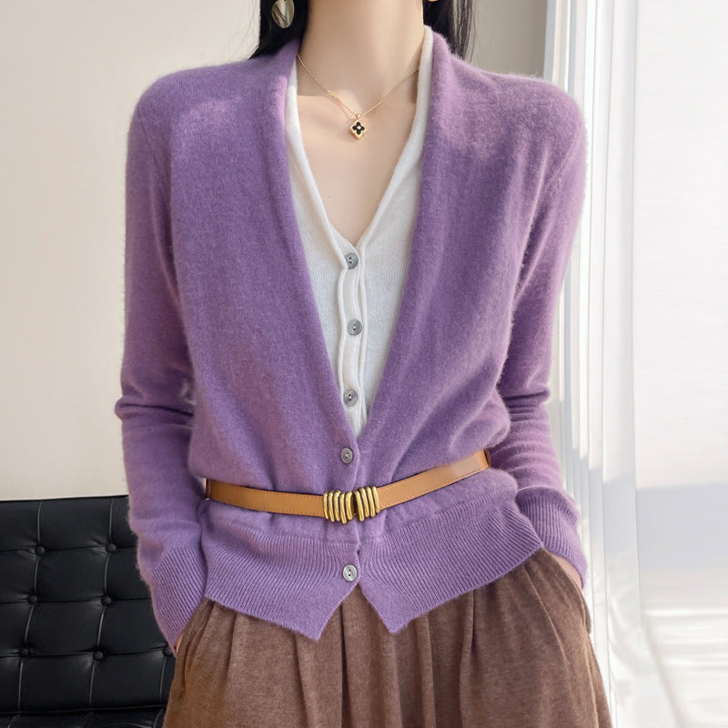 Jayleen - Top lejer din tricot cu nasturi pentru femei