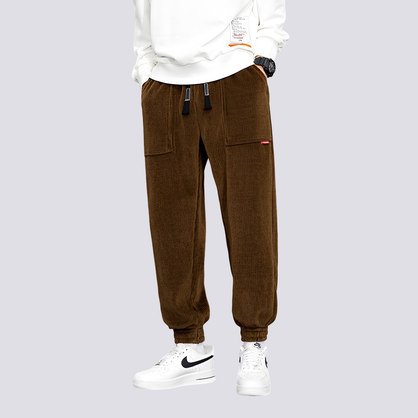 Benji - Pantaloni jogger casual din catifea pentru bărbați