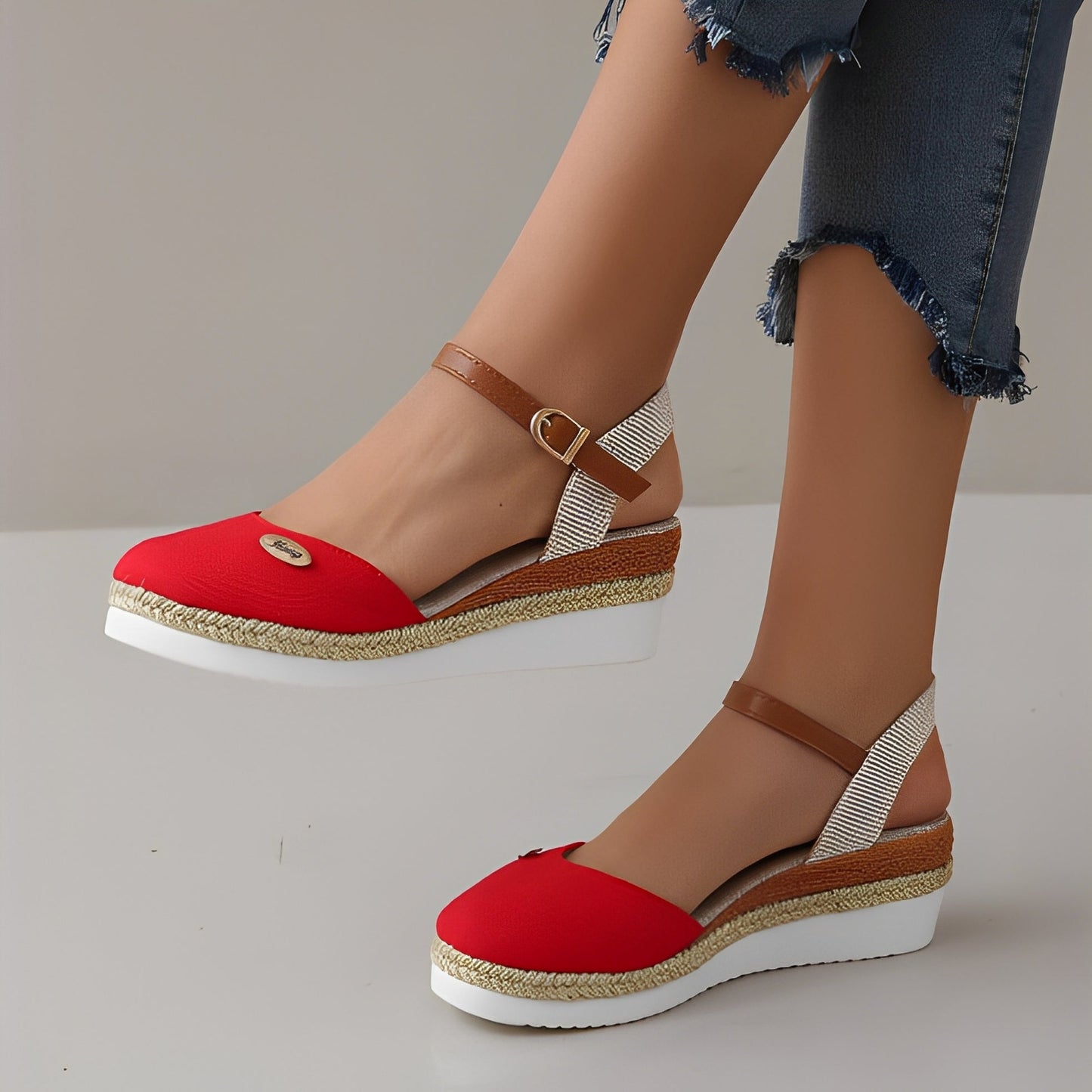 Elinor - Sandale casual cu platformă din cânepă pentru femei