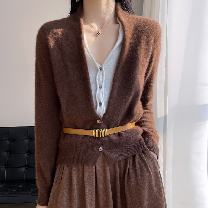Jayleen - Top lejer din tricot cu nasturi pentru femei