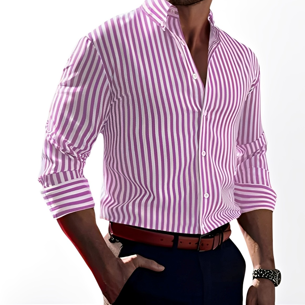 Brycen - Cămașă elegantă cu mâneci lungi și dungi pentru bărbați