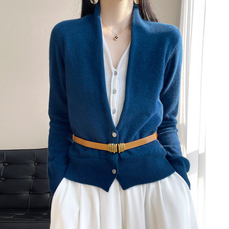 Jayleen - Top lejer din tricot cu nasturi pentru femei