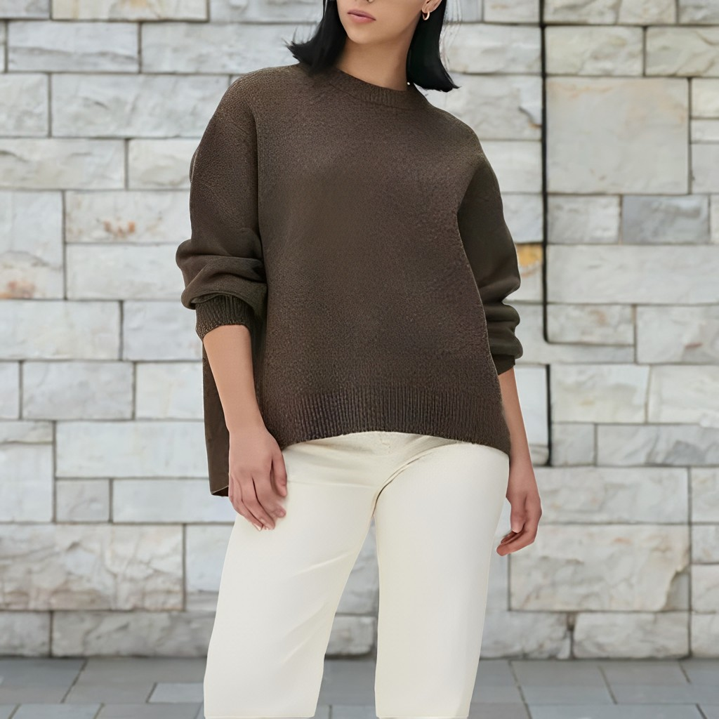 Shanelle - Pulover clasic cu guler rotund pentru femei