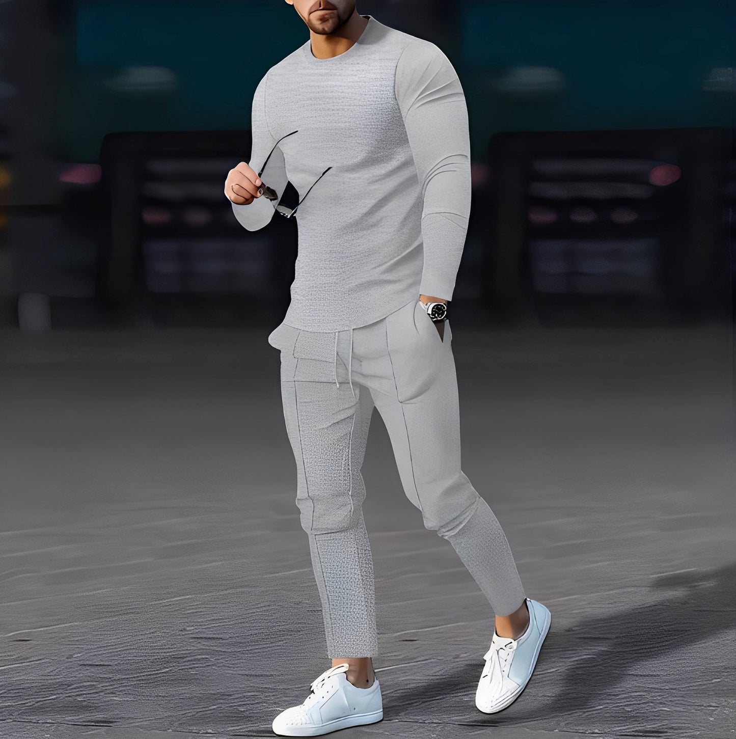 Dillan - Set Bărbați Slim-Fit Relaxat din Material Tip Waffle