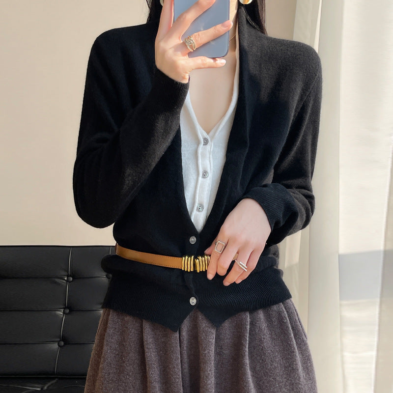 Jayleen - Top lejer din tricot cu nasturi pentru femei