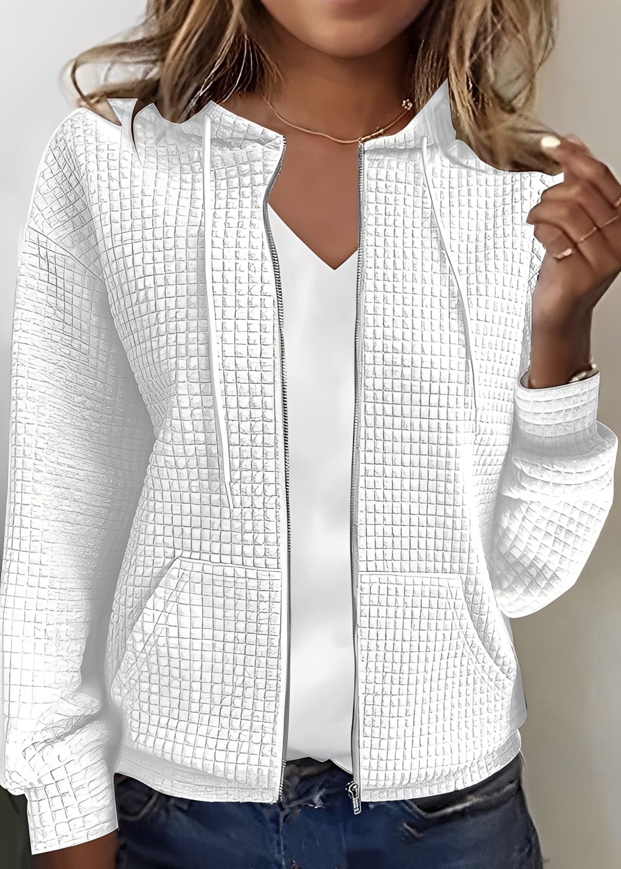 Katherine - Cardigan elegant cu glugă și buzunare pentru femei