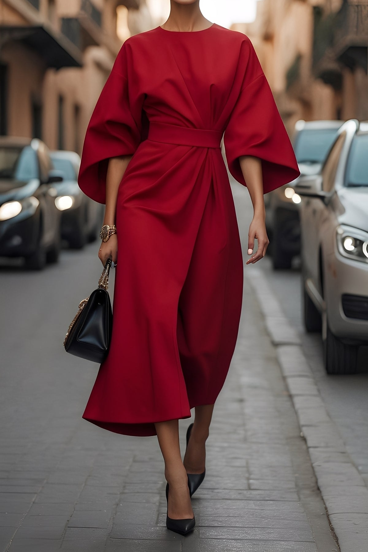 Elena - Rochie elegantă și lejeră cu curea pentru femei