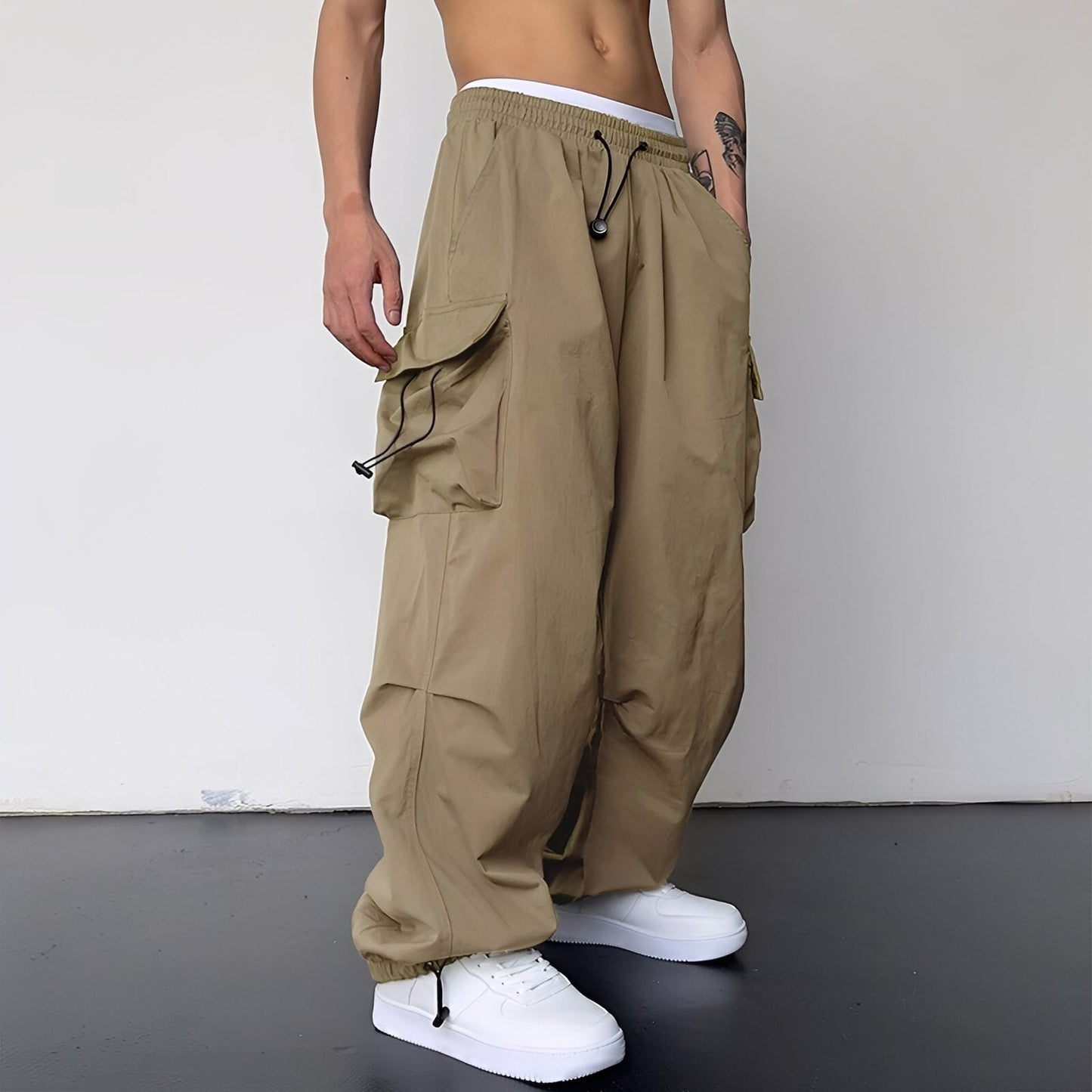 Kaleb - Pantaloni Cargo Baggy Stilați pentru Bărbați