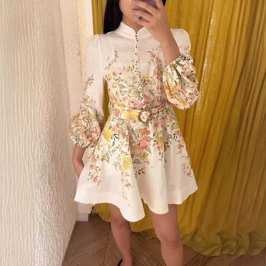 Debra - Rochie mini elegantă cu nasturi pentru femei