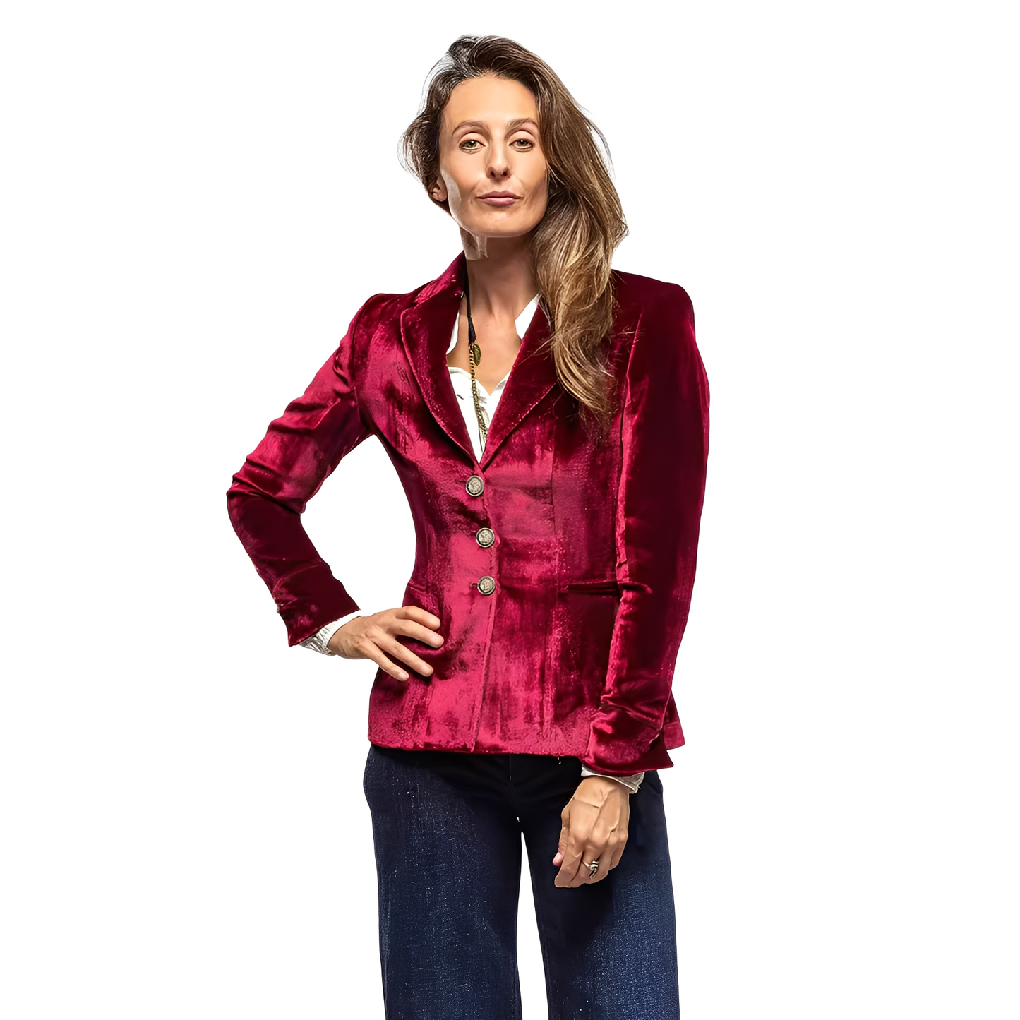 Martha - Jachetă clasică de damă cu guler de catifea în formă de rever