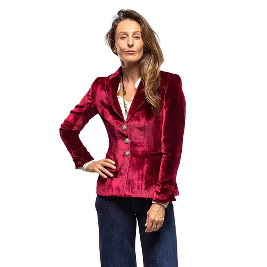 Martha - Jachetă clasică de damă cu guler de catifea în formă de rever