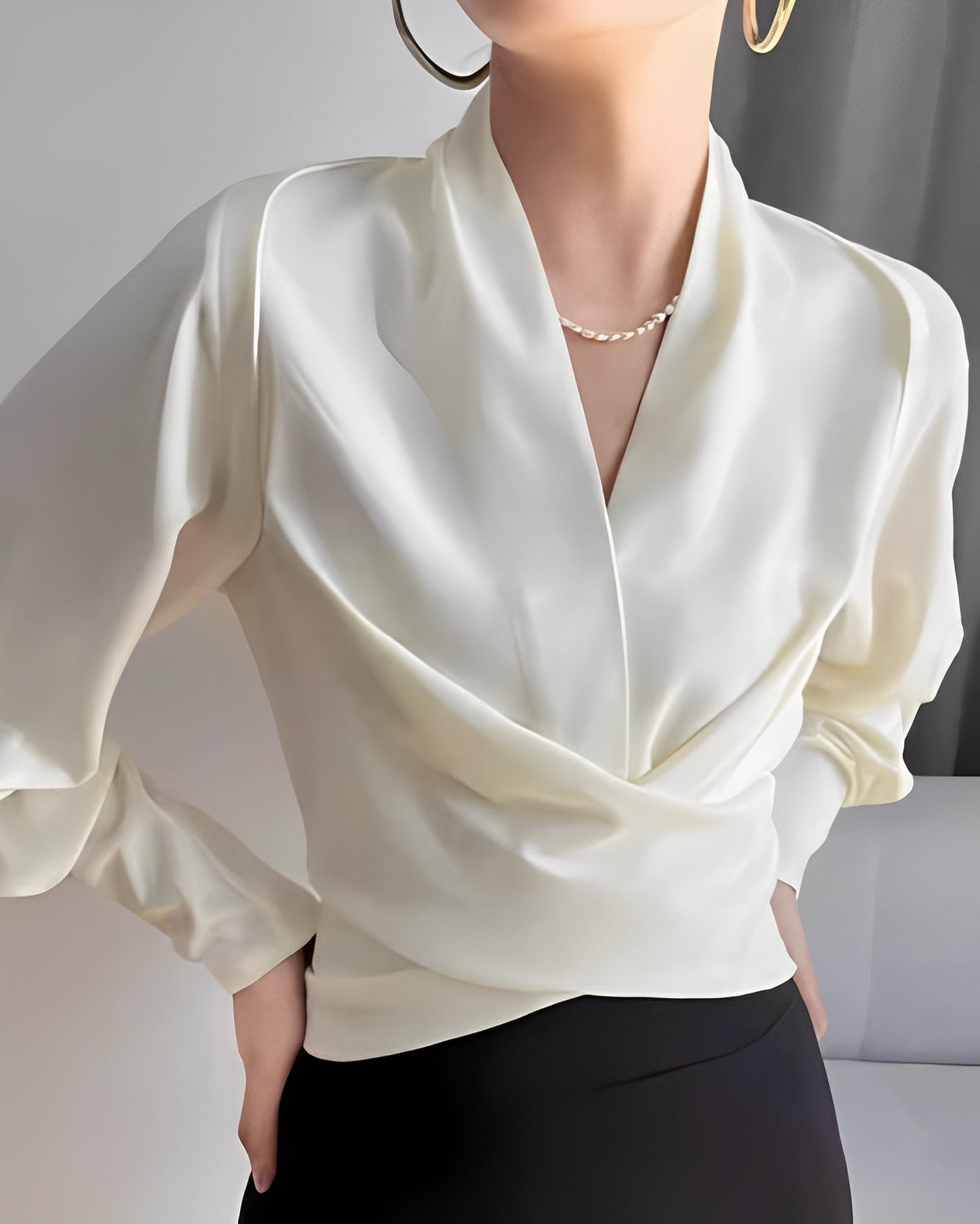 Annora - Bluză elegantă din satin cu mâneci lungi pentru femei