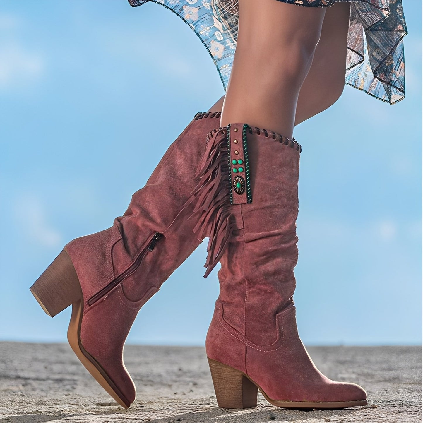 Ronnette - Cizme Din Piele Stil Cowboy Pentru Femei