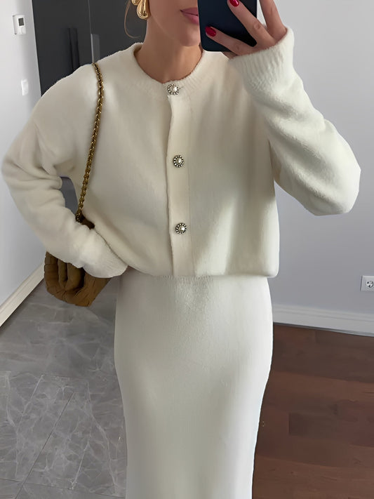 Cecilia - Set elegant din cardigan și fustă pentru femei