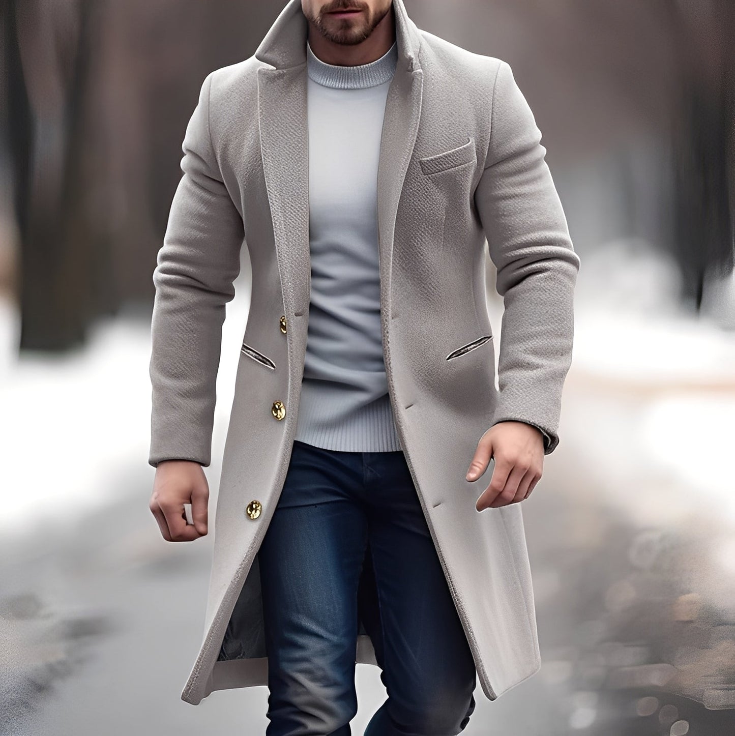 Zackary - Palton de lână casual, lungime medie, pentru bărbați