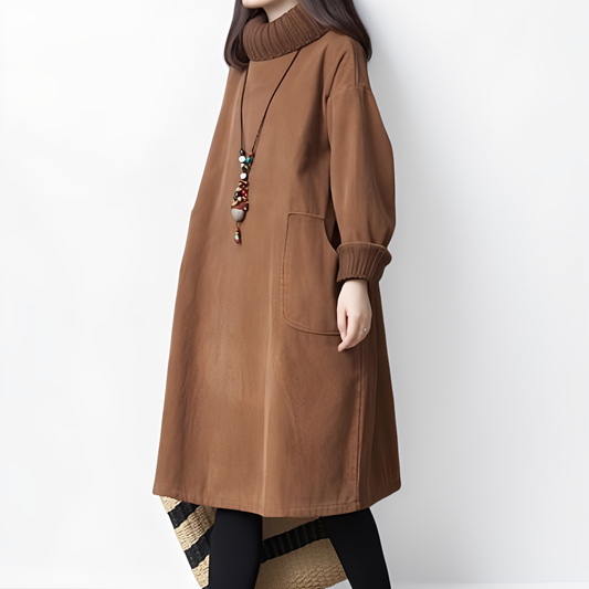 Elouise - Rochie largă din cord cu buzunare pentru femei