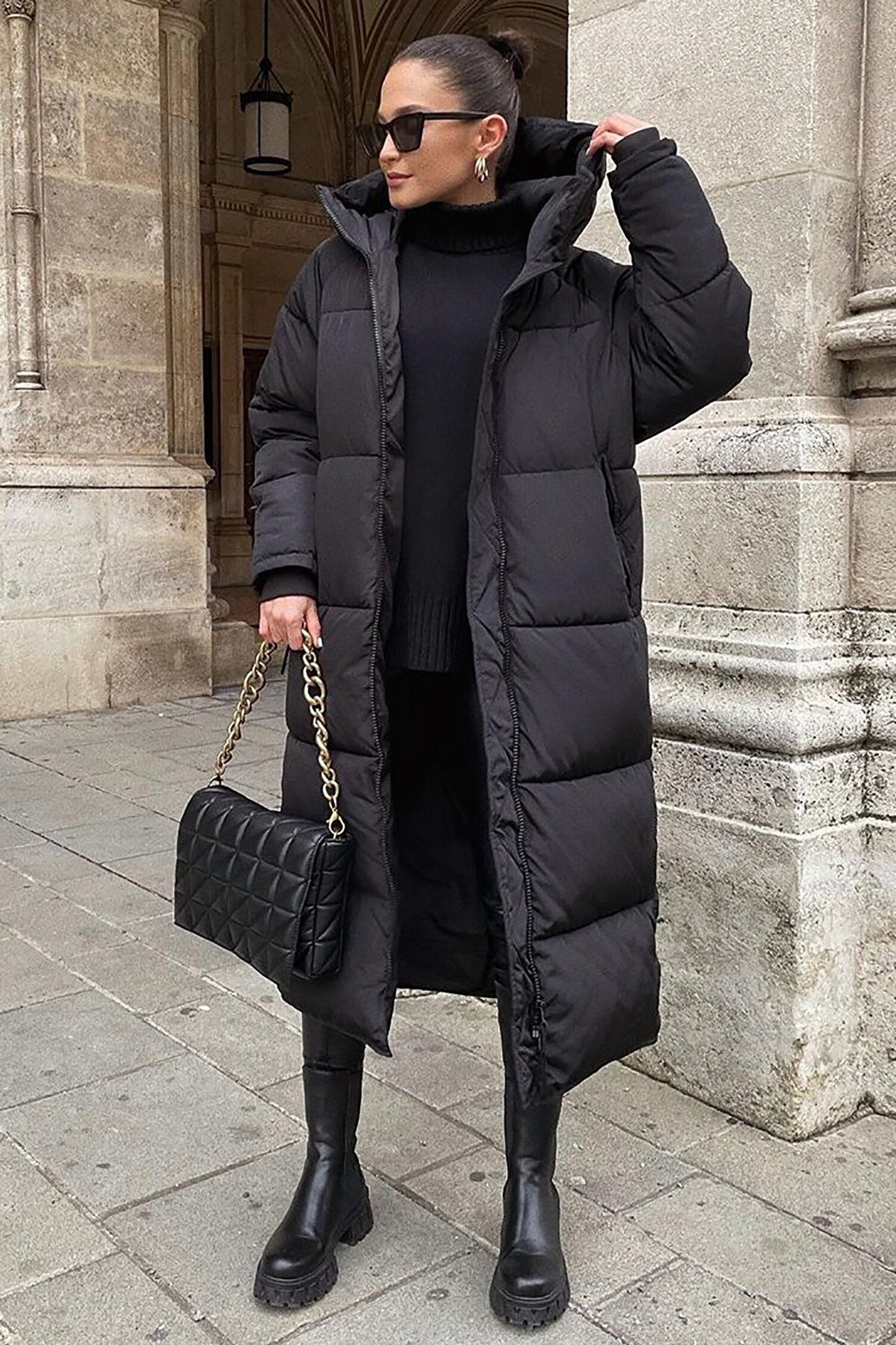 Khloe - Haină de iarnă lungă, căptușită, pentru femei