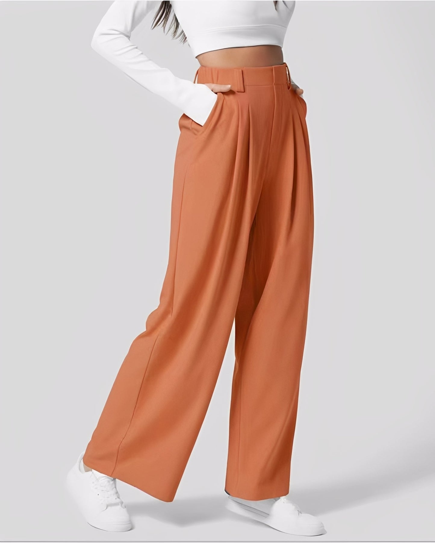Montana - Pantaloni pentru femei din material elastic, cu croială dreaptă