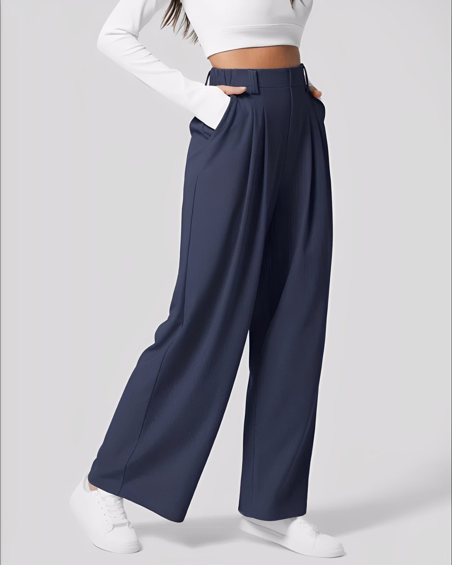 Montana - Pantaloni pentru femei din material elastic, cu croială dreaptă