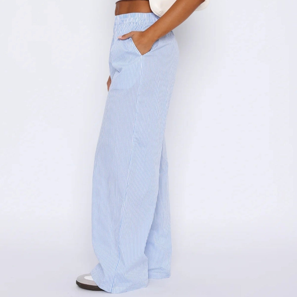 Elis – Pantaloni Femei Picior Larg cu Talie Înaltă