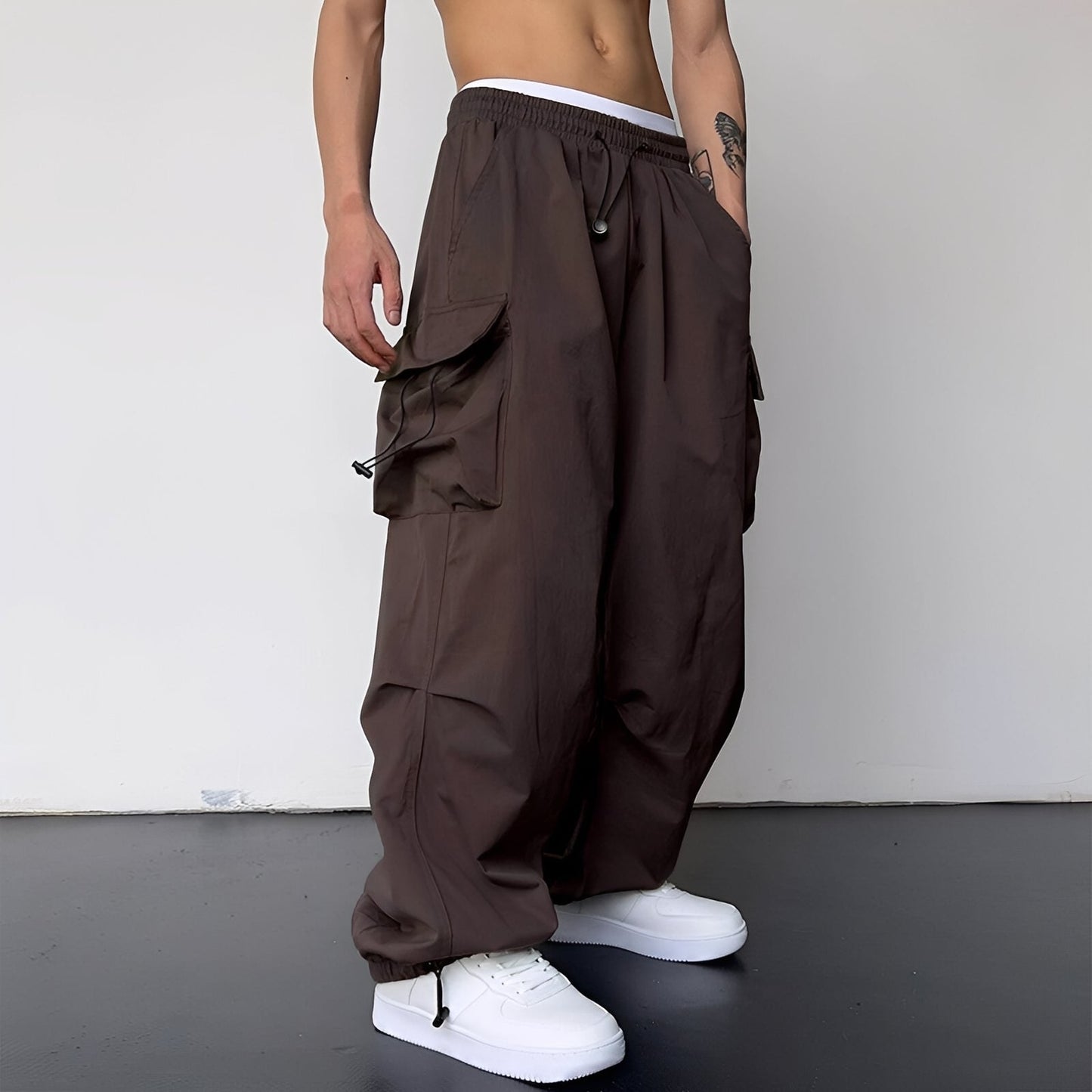 Kaleb - Pantaloni Cargo Baggy Stilați pentru Bărbați