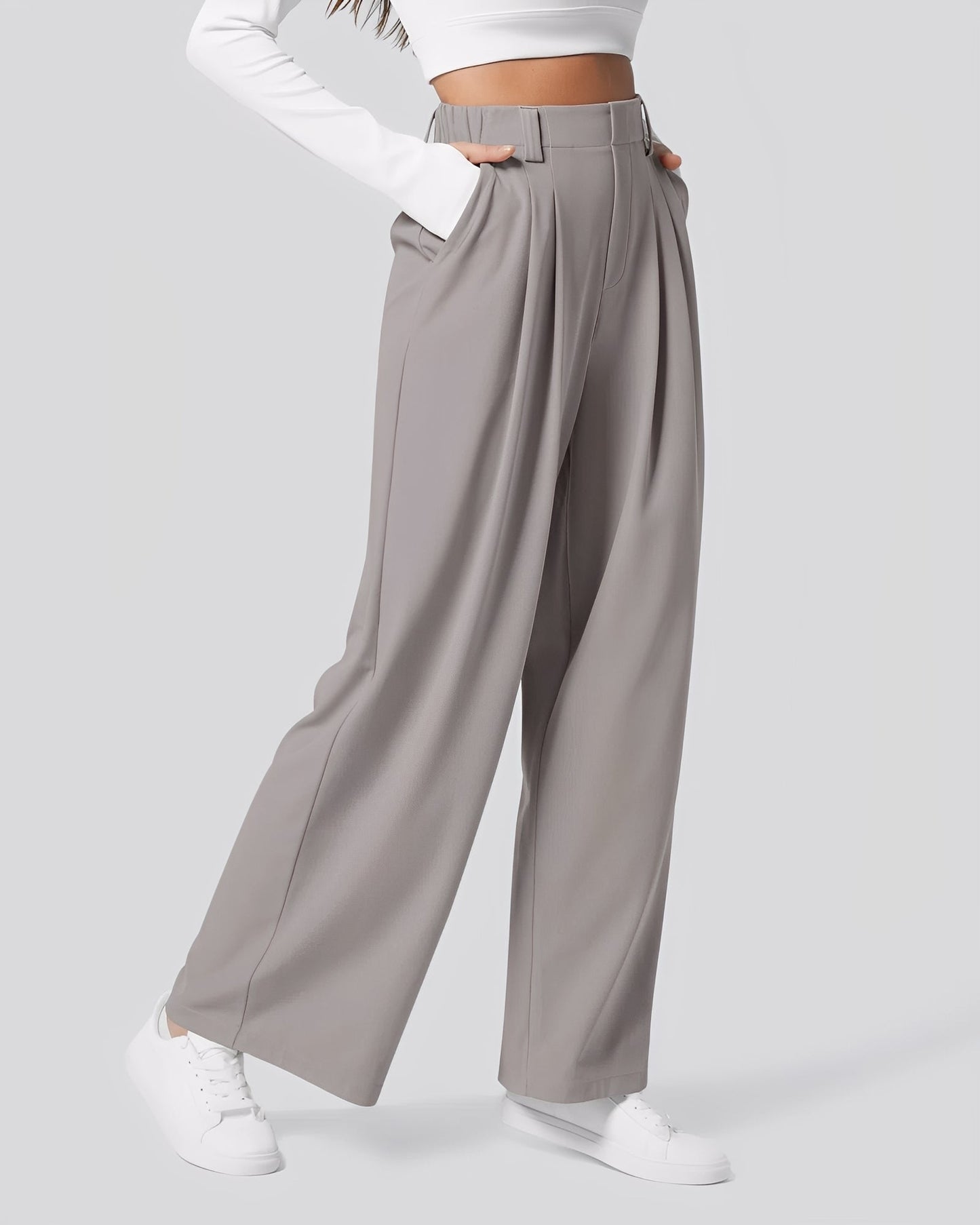 Montana - Pantaloni pentru femei din material elastic, cu croială dreaptă