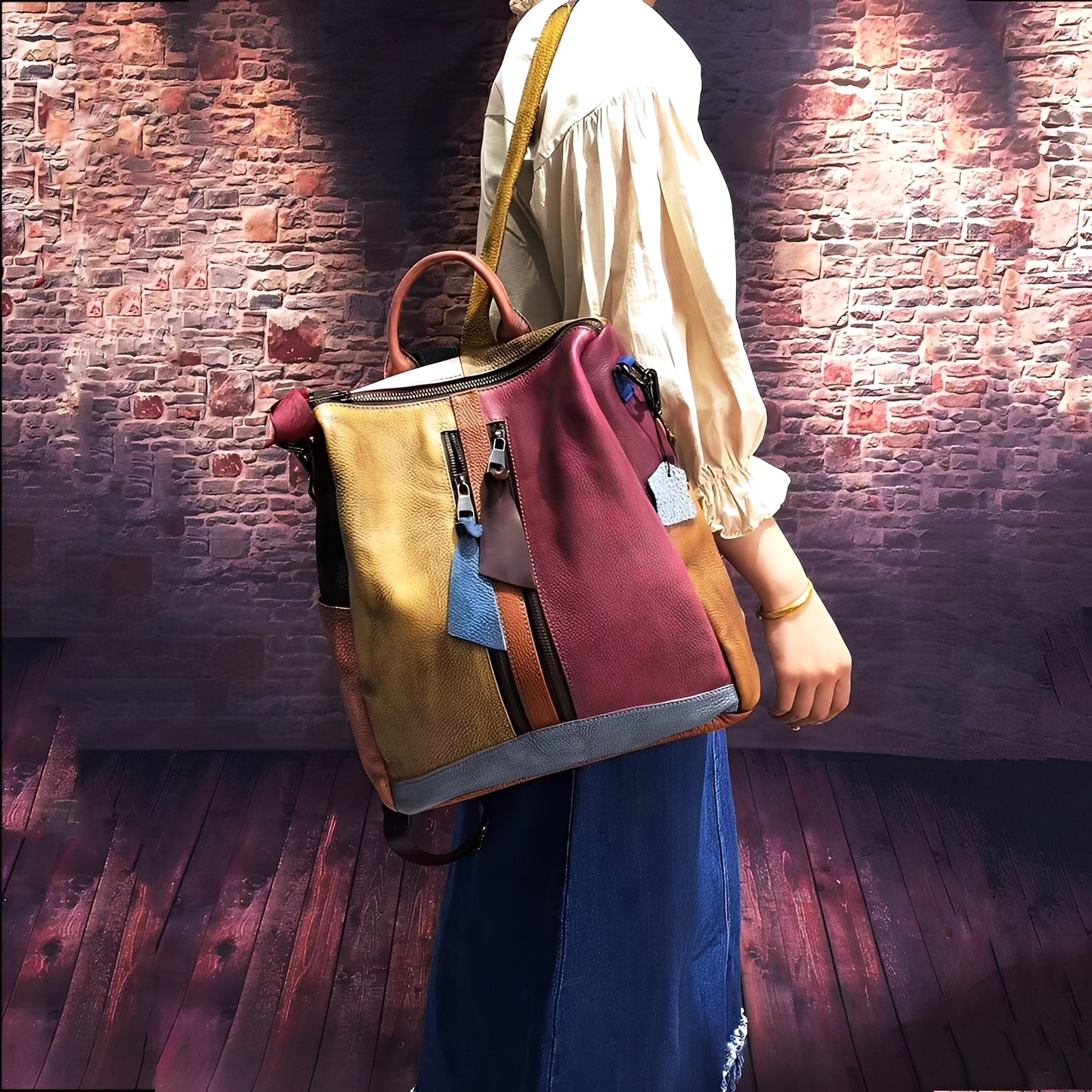 Alayna - Clasic rucsac din piele pentru femei