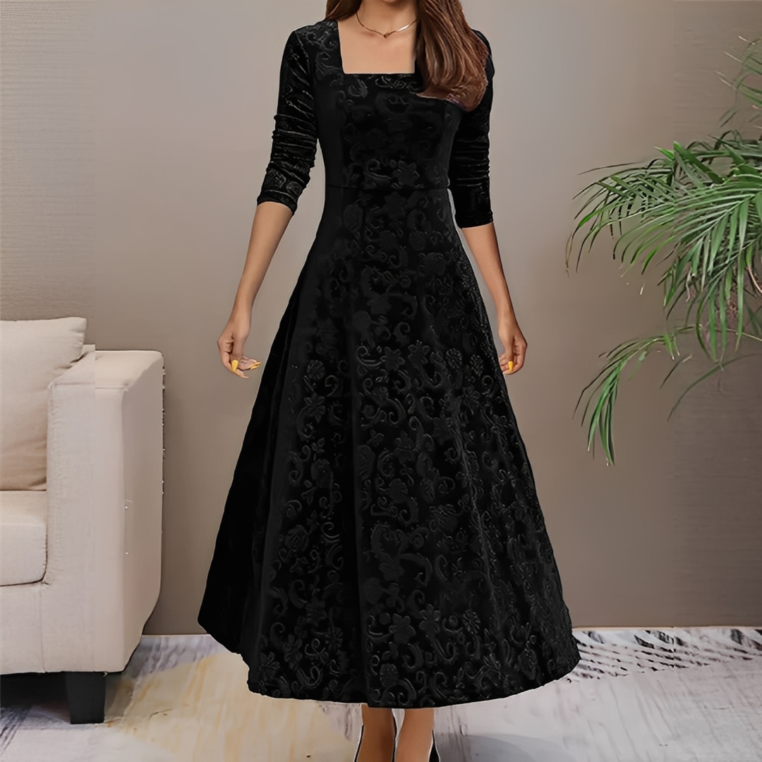 Malvina - Rochie de damă elegantă cu decolteu pătrat