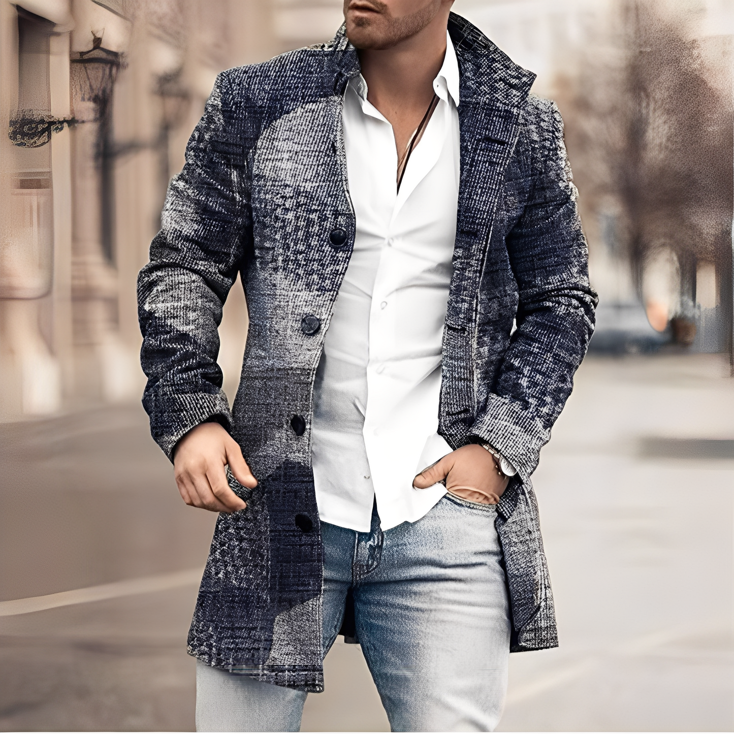 Darden - Pardesiu lung, lejer, din tweed pentru bărbați