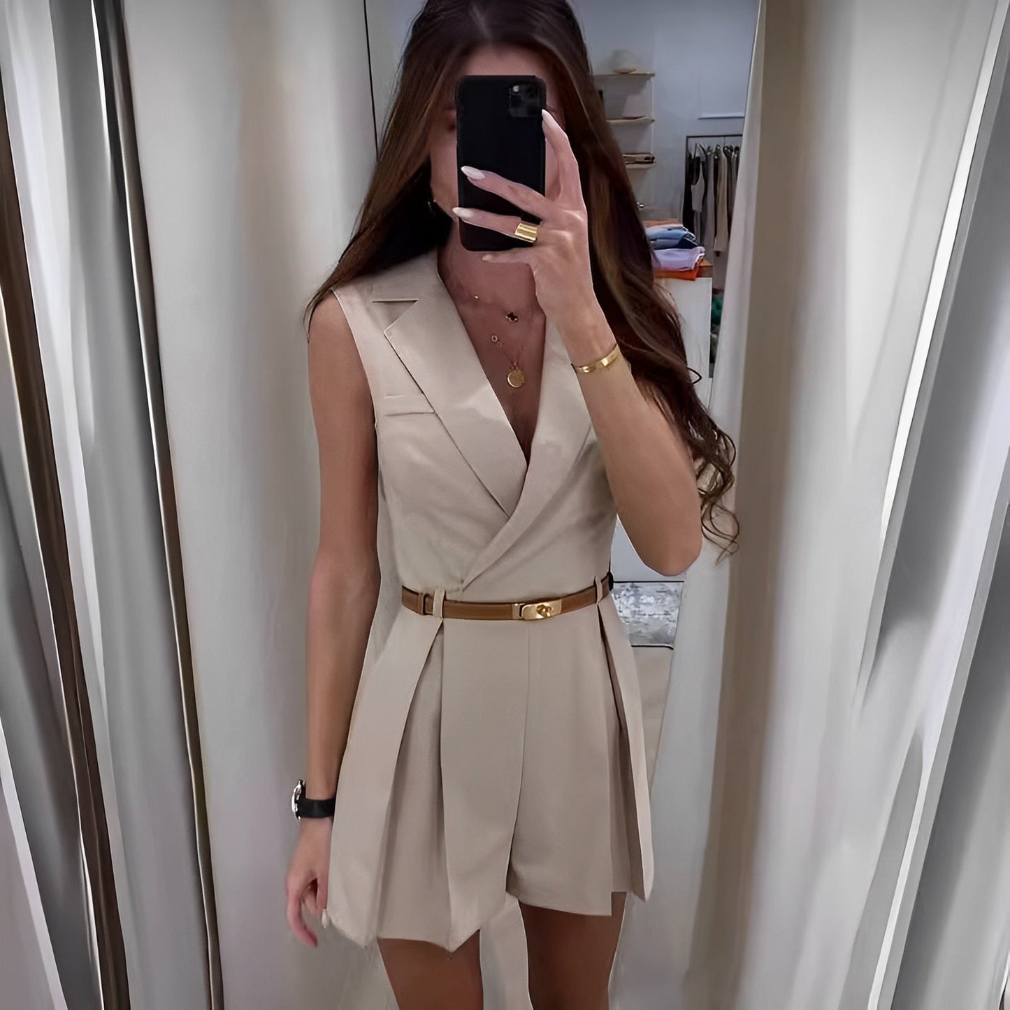 Nina – Trendiger Confortabil Scurt Salopetă pentru Femei