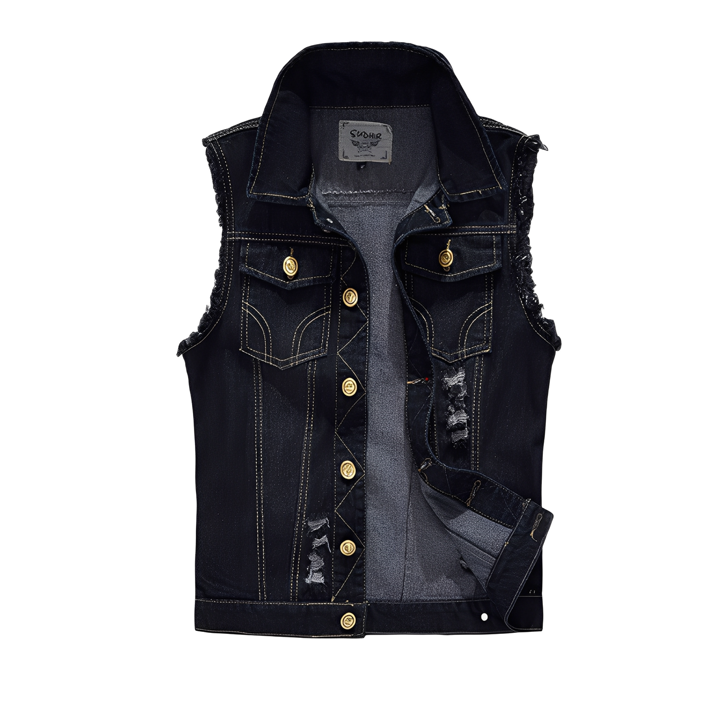 Morley - Vestă retro din jeans cu buzunare pentru bărbați