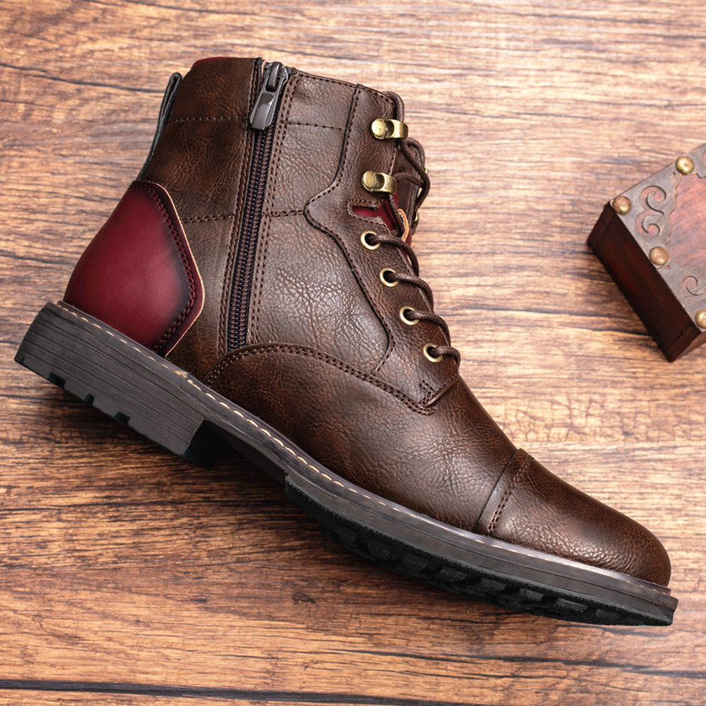 Louis - Ghete retro din piele cu fermoar pentru bărbați