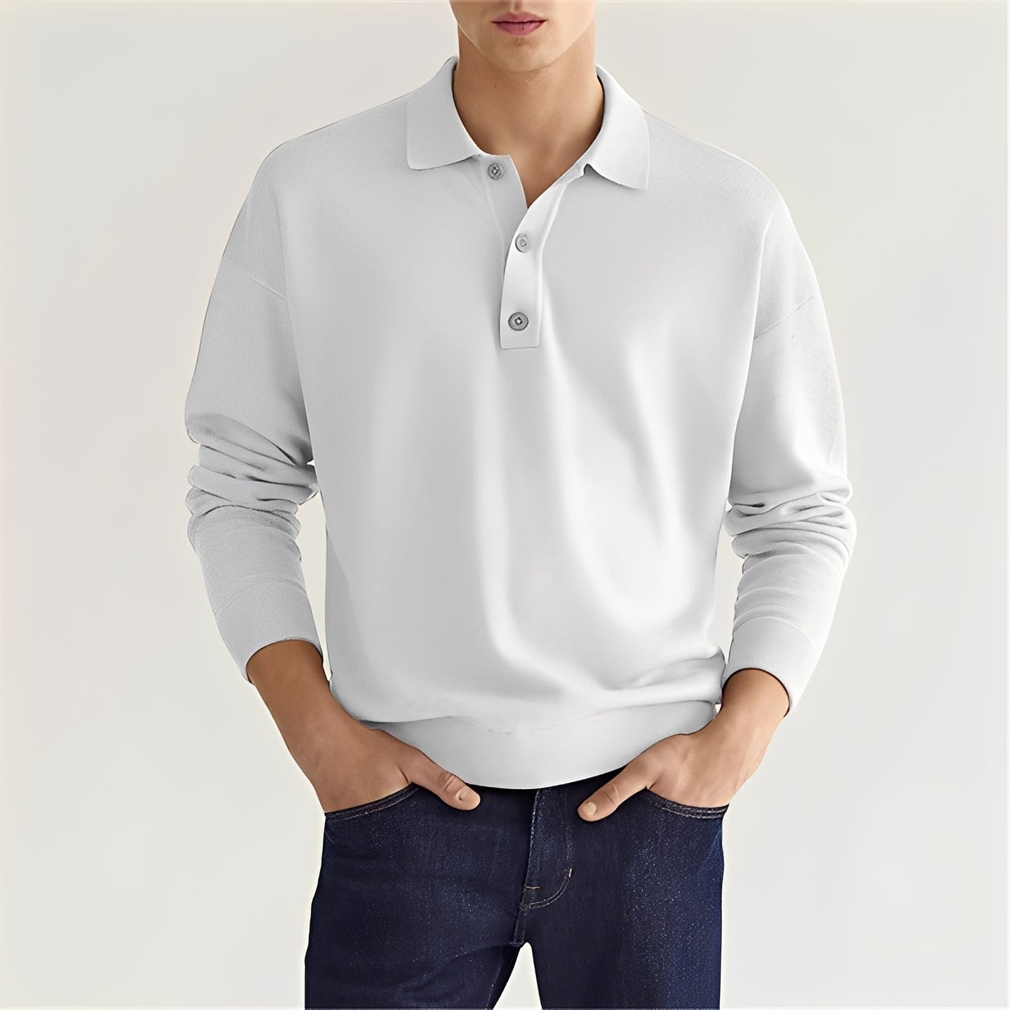 Dominic - Tricou polo cu mânecă lungă, casual pentru bărbați