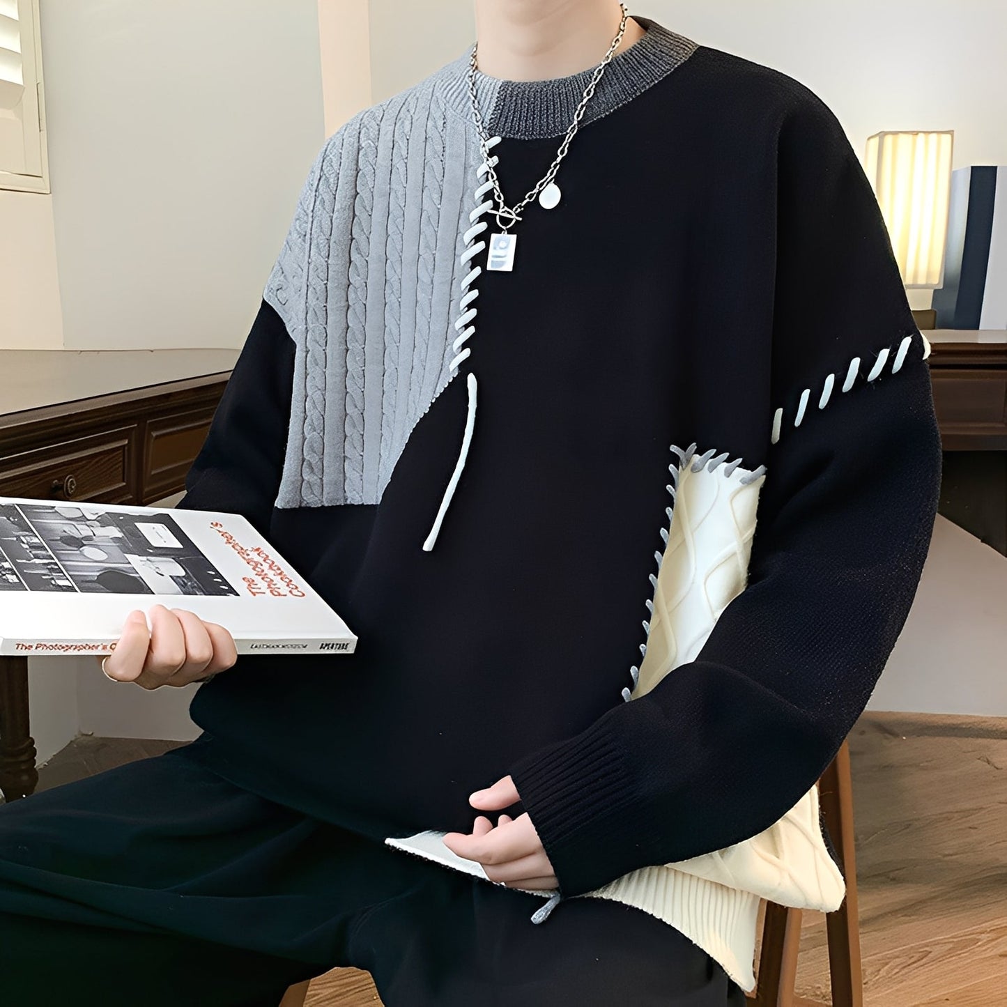 Curtis - Pulover Stilat din Fleece cu Blocuri de Culori pentru Bărbați