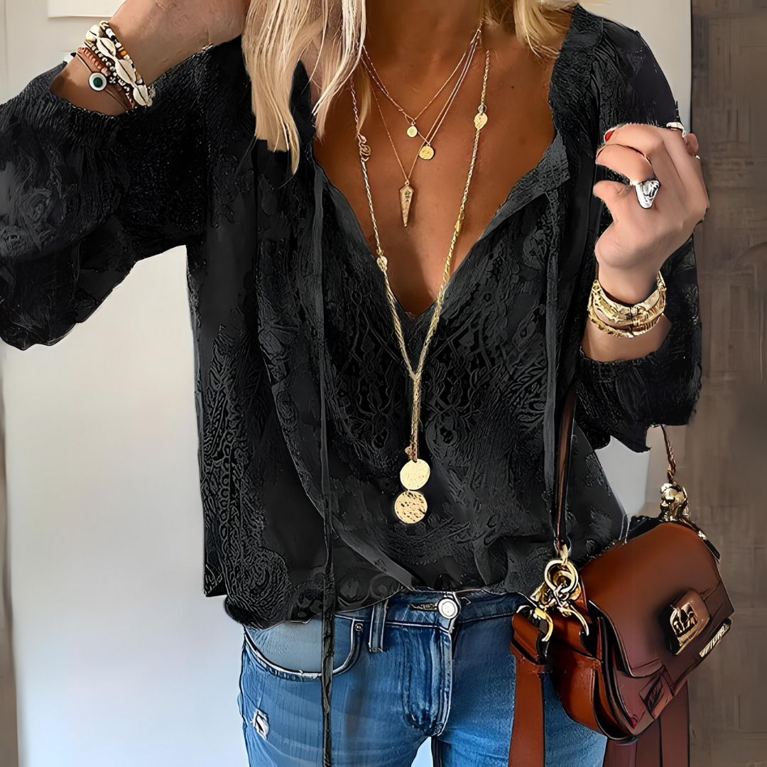 Noemi – Bluza Boho cu decolteu în V