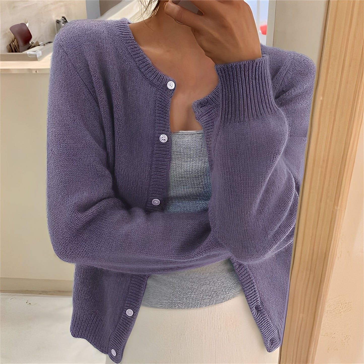 Jaqueline - Cardigan tricotat elegant și simplu pentru femei