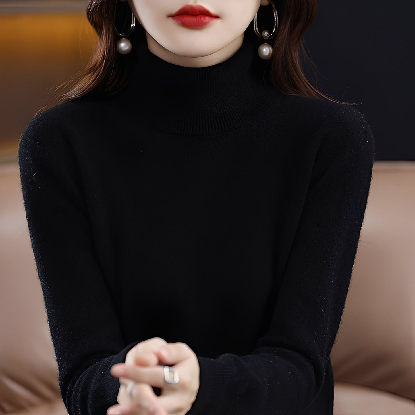 Jocelin - Pulover ajustat cu guler înalt pentru femei