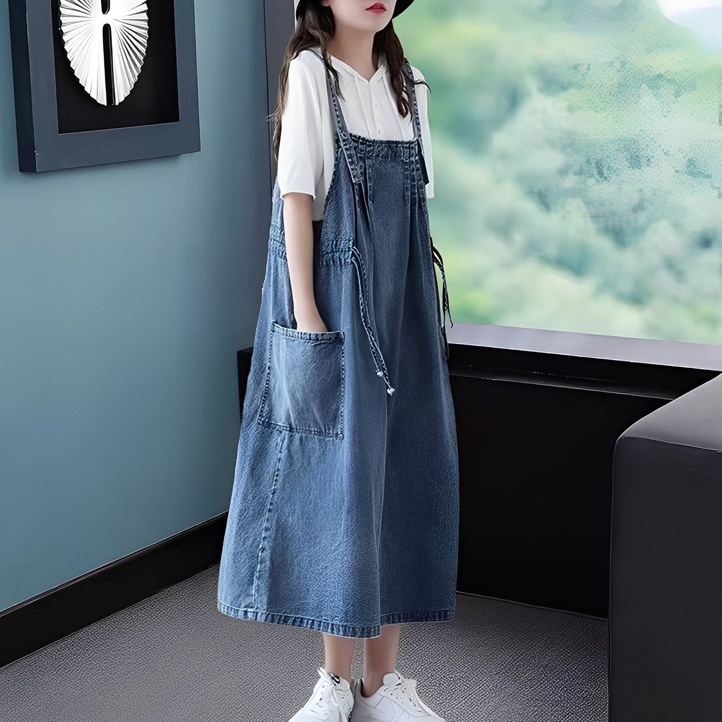 Kelsey - Rochie casual din denim cu buzunare pentru femei