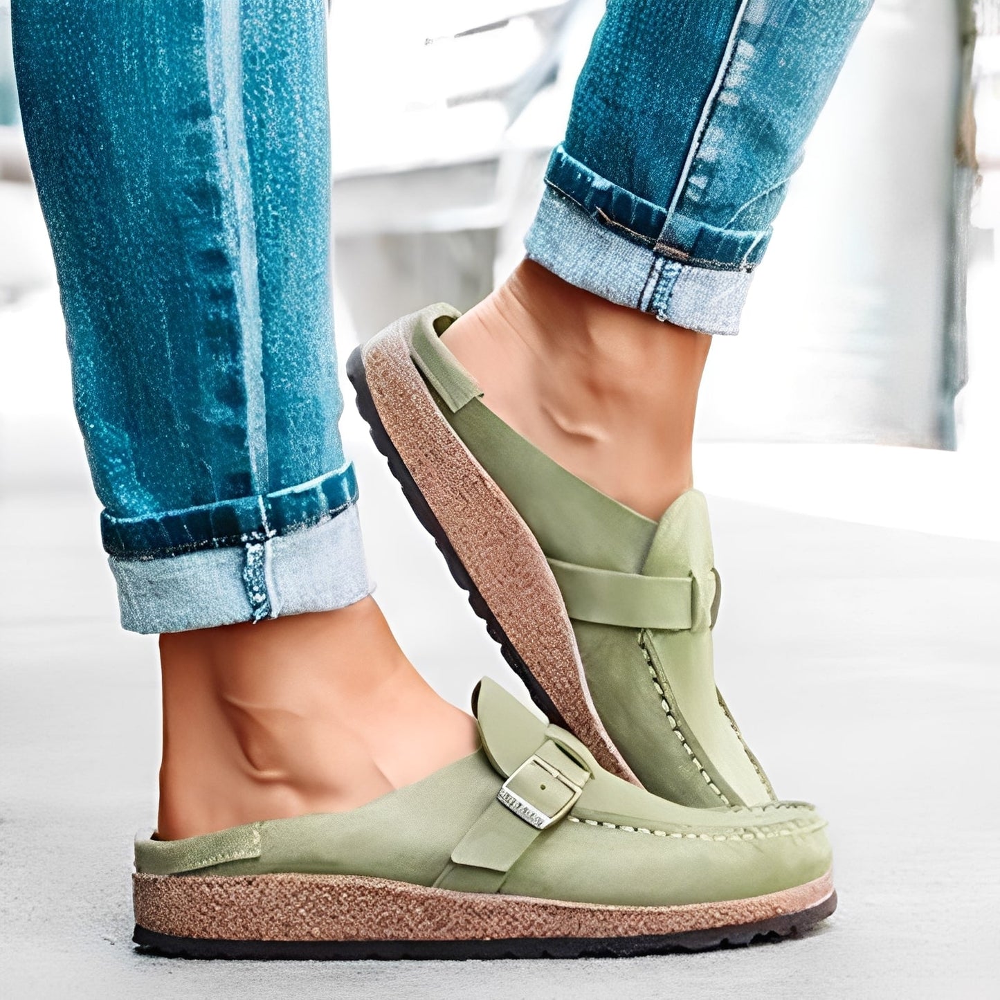 Briana - Sandale Slip-On Comode cu Cataramă pentru Femei