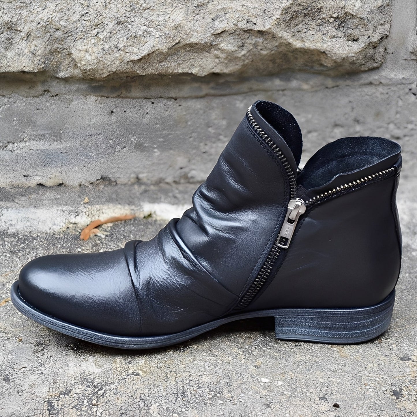 Veronica - Cizme retro din piele cu fermoar pentru femei