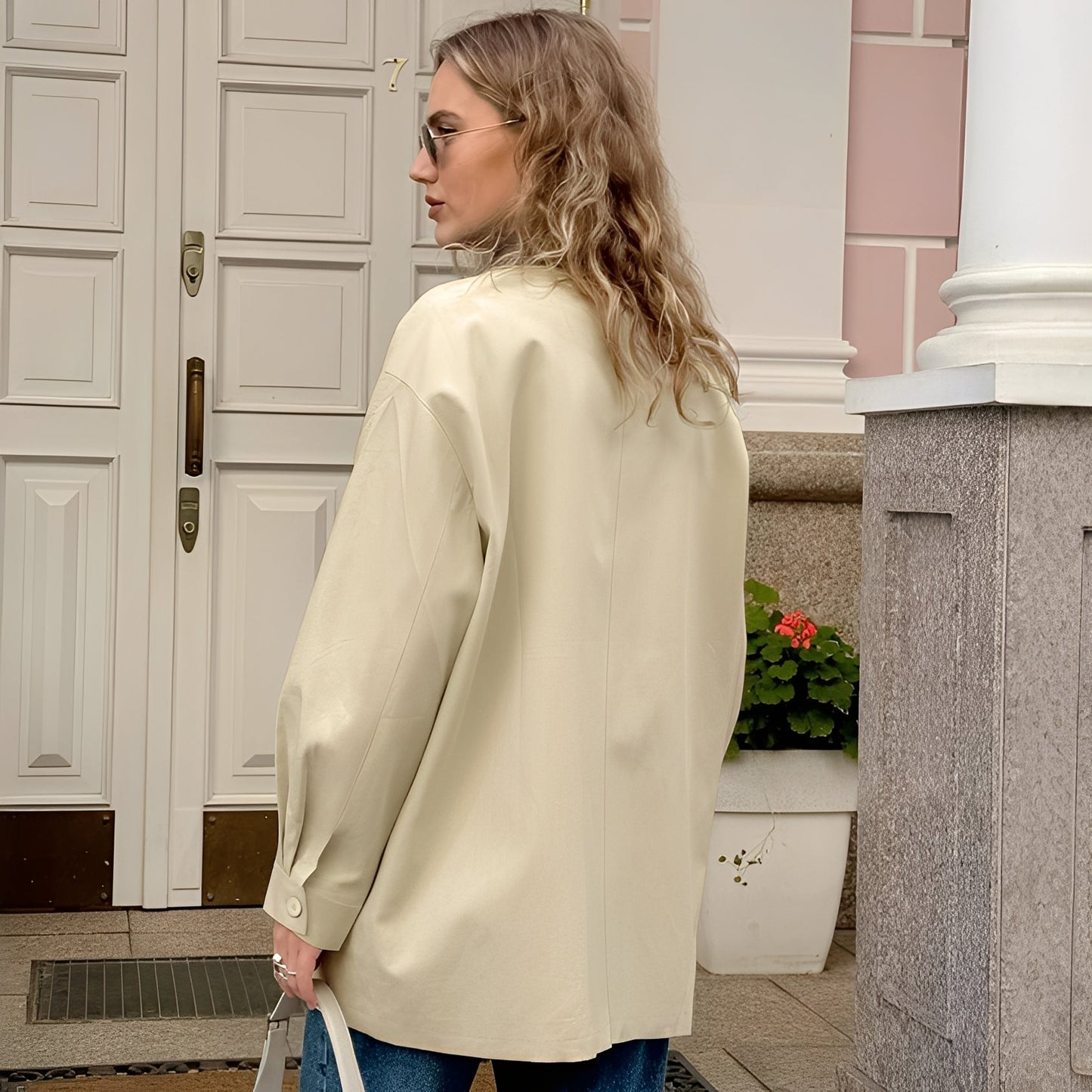 Eireen - Jachetă stilată, lejeră cu guler polo pentru femei