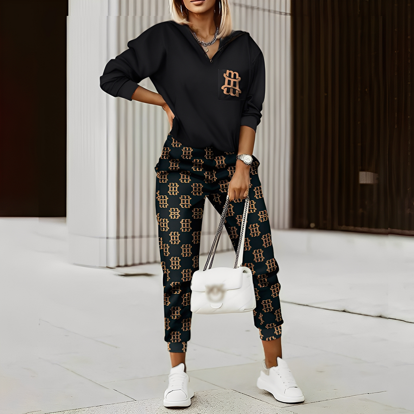 Hollie - Set sportiv elegant cu fermoar pentru femei