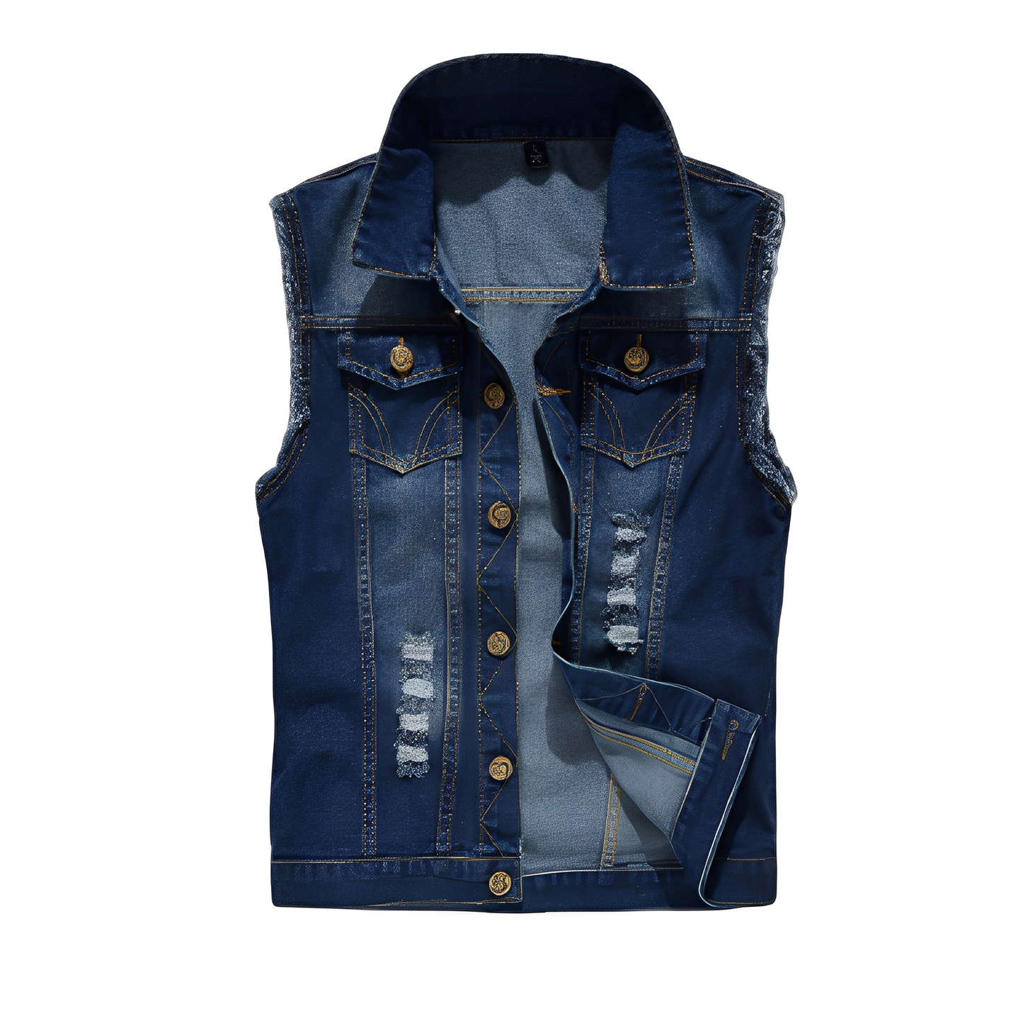 Morley - Vestă retro din jeans cu buzunare pentru bărbați