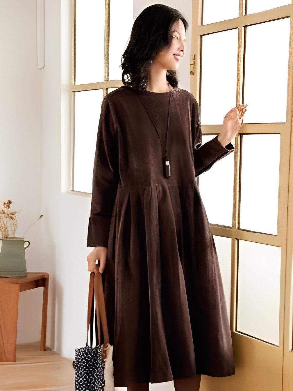 Shyanne - Rochie lejeră din cord cu buzunare pentru femei
