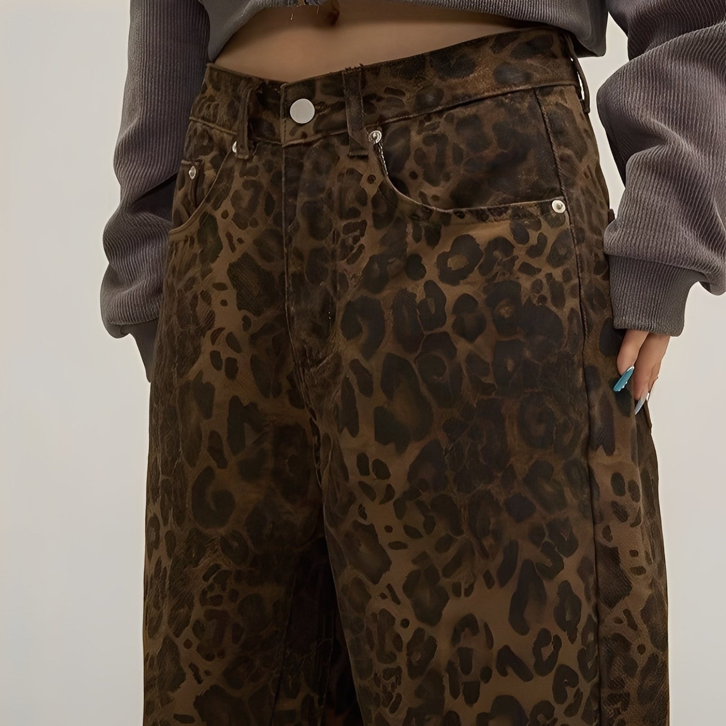 Felecia - Blugi baggy eleganți imprimați pentru dame